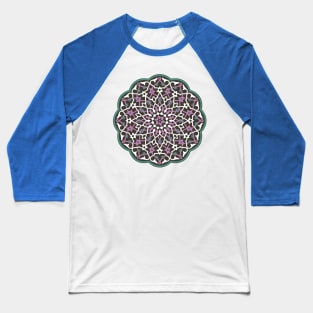 Circle Pattern Vector Art Green Magenta Pink White Baseball T-Shirt